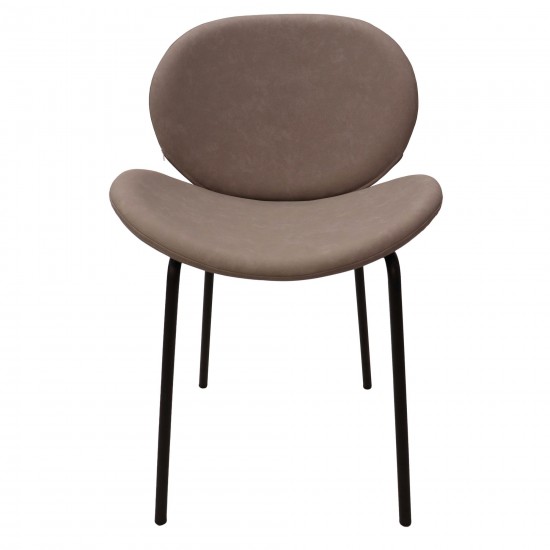 LeisureMod Servos Dining Side Chair with Upholstered Faux Leather Seat, Grey