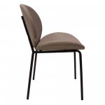 LeisureMod Servos Dining Side Chair with Upholstered Faux Leather Seat, Grey