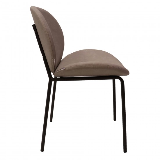 LeisureMod Servos Dining Side Chair with Upholstered Faux Leather Seat, Grey