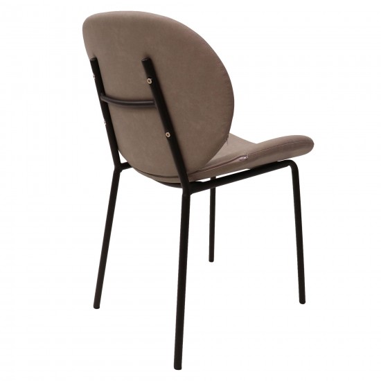 LeisureMod Servos Dining Side Chair with Upholstered Faux Leather Seat, Grey