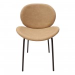 LeisureMod Servos Dining Side Chair with Upholstered Faux Leather Seat, Brown