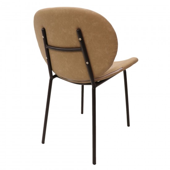 LeisureMod Servos Dining Side Chair with Upholstered Faux Leather Seat, Brown