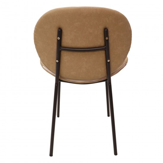 LeisureMod Servos Dining Side Chair with Upholstered Faux Leather Seat, Brown