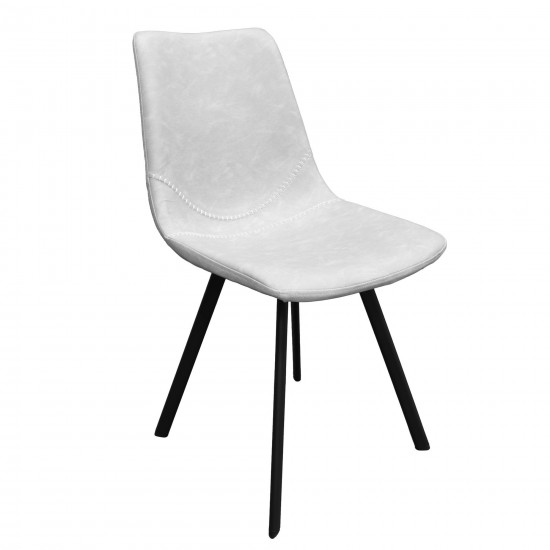 LeisureMod Markley Modern Leather Dining Chair Set of 4, Light Grey