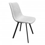 LeisureMod Markley Modern Leather Dining Chair Set of 4, Light Grey