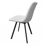 LeisureMod Markley Modern Leather Dining Chair Set of 4, Light Grey