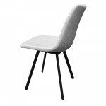 LeisureMod Markley Modern Leather Dining Chair Set of 4, Light Grey