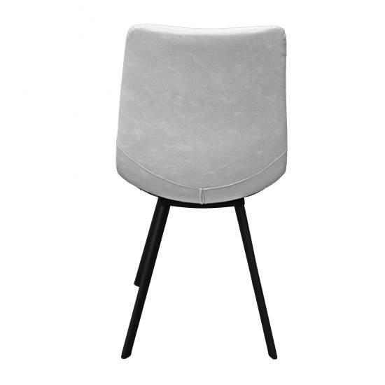 LeisureMod Markley Leather Dining Chair With Metal Legs Set of 4, Light Grey