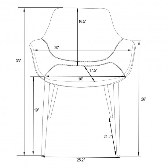 LeisureMod Markley Leather Dining Arm Chair With Metal Legs Set of 2, Light Grey