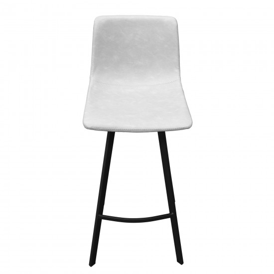 LeisureMod Elland Modern Upholstered Leather Bar Stool, Light Grey