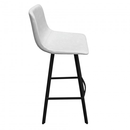 LeisureMod Elland Modern Upholstered Leather Bar Stool, Light Grey