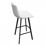 LeisureMod Elland Modern Upholstered Leather Bar Stool, Light Grey