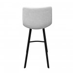 LeisureMod Elland Modern Upholstered Leather Bar Stool Set of 2, Light Grey