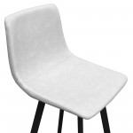 LeisureMod Elland Modern Upholstered Leather Bar Stool Set of 2, Light Grey