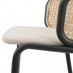 LeisureMod Ervilla Mid-Century Modern Wicker Bar Stool, Beige