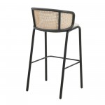 LeisureMod Ervilla Mid-Century Modern Wicker Bar Stool, Beige