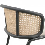 LeisureMod Ervilla Mid-Century Modern Wicker Bar Stool, Beige