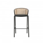 LeisureMod Ervilla Mid-Century Modern Wicker Bar Stool, Set of 2, Black