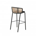 LeisureMod Ervilla Mid-Century Modern Wicker Bar Stool, Set of 2, Black