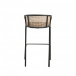 LeisureMod Ervilla Mid-Century Modern Wicker Bar Stool, Set of 2, Black