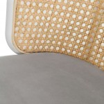 LeisureMod Ervilla Modern Wicker Bar Stool with Fabric Seat, Set of 2, Grey