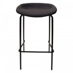 LeisureMod Servos Modern Barstool with Upholstered Faux Leather Seat, Black