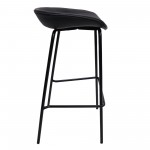 LeisureMod Servos Modern Barstool with Upholstered Faux Leather Seat, Black