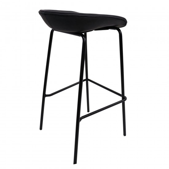 LeisureMod Servos Modern Barstool with Upholstered Faux Leather Seat, Black