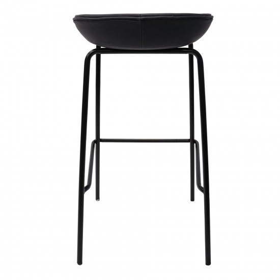 LeisureMod Servos Modern Barstool with Upholstered Faux Leather Seat, Black