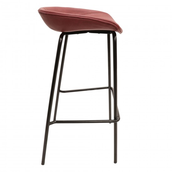 LeisureMod Servos Modern Barstool with Upholstered Faux Leather Seat, Bordeaux