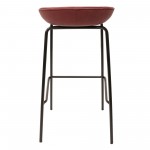 LeisureMod Servos Modern Barstool with Upholstered Faux Leather Seat, Bordeaux