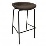 LeisureMod Servos Barstool with Upholstered Faux Leather Seat, Elephant Grey