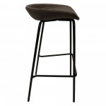 LeisureMod Servos Barstool with Upholstered Faux Leather Seat, Elephant Grey