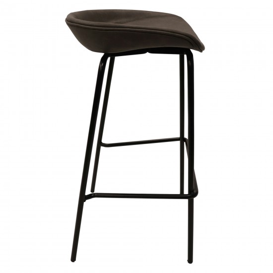 LeisureMod Servos Barstool with Upholstered Faux Leather Seat, Elephant Grey