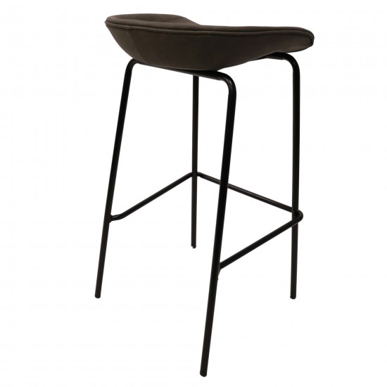 LeisureMod Servos Barstool with Upholstered Faux Leather Seat, Elephant Grey