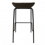 LeisureMod Servos Barstool with Upholstered Faux Leather Seat, Elephant Grey