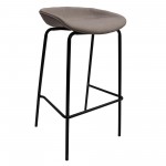 LeisureMod Servos Modern Barstool with Upholstered Faux Leather Seat, Light Grey