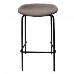 LeisureMod Servos Modern Barstool with Upholstered Faux Leather Seat, Light Grey