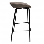 LeisureMod Servos Modern Barstool with Upholstered Faux Leather Seat, Light Grey