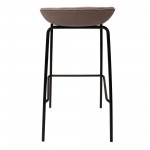 LeisureMod Servos Modern Barstool with Upholstered Faux Leather Seat, Light Grey