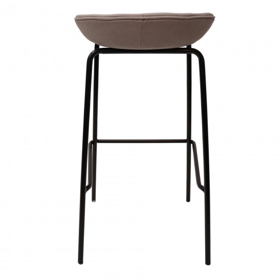 LeisureMod Servos Modern Barstool with Upholstered Faux Leather Seat, Light Grey