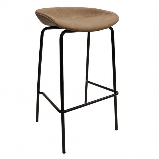 LeisureMod Servos Modern Barstool with Upholstered Faux Leather Seat, Sand Brown