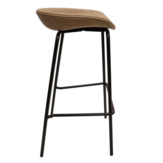 LeisureMod Servos Modern Barstool with Upholstered Faux Leather Seat, Sand Brown