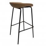 LeisureMod Servos Modern Barstool with Upholstered Faux Leather Seat, Sand Brown