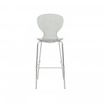 LeisureMod Oyster Acrylic Barstool with Steel Frame in Chrome Finish, Smoke