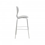 LeisureMod Oyster Acrylic Barstool with Steel Frame in Chrome Finish, Smoke