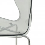 LeisureMod Oyster Acrylic Barstool with Steel Frame in Chrome Finish, Smoke