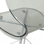 LeisureMod Oyster Acrylic Barstool with Steel Frame in Chrome Finish, Smoke