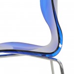 LeisureMod Oyster Acrylic Barstool in Chrome Finish, Transparent Blue