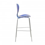 LeisureMod Oyster Acrylic Barstool in Chrome Finish, Transparent Blue